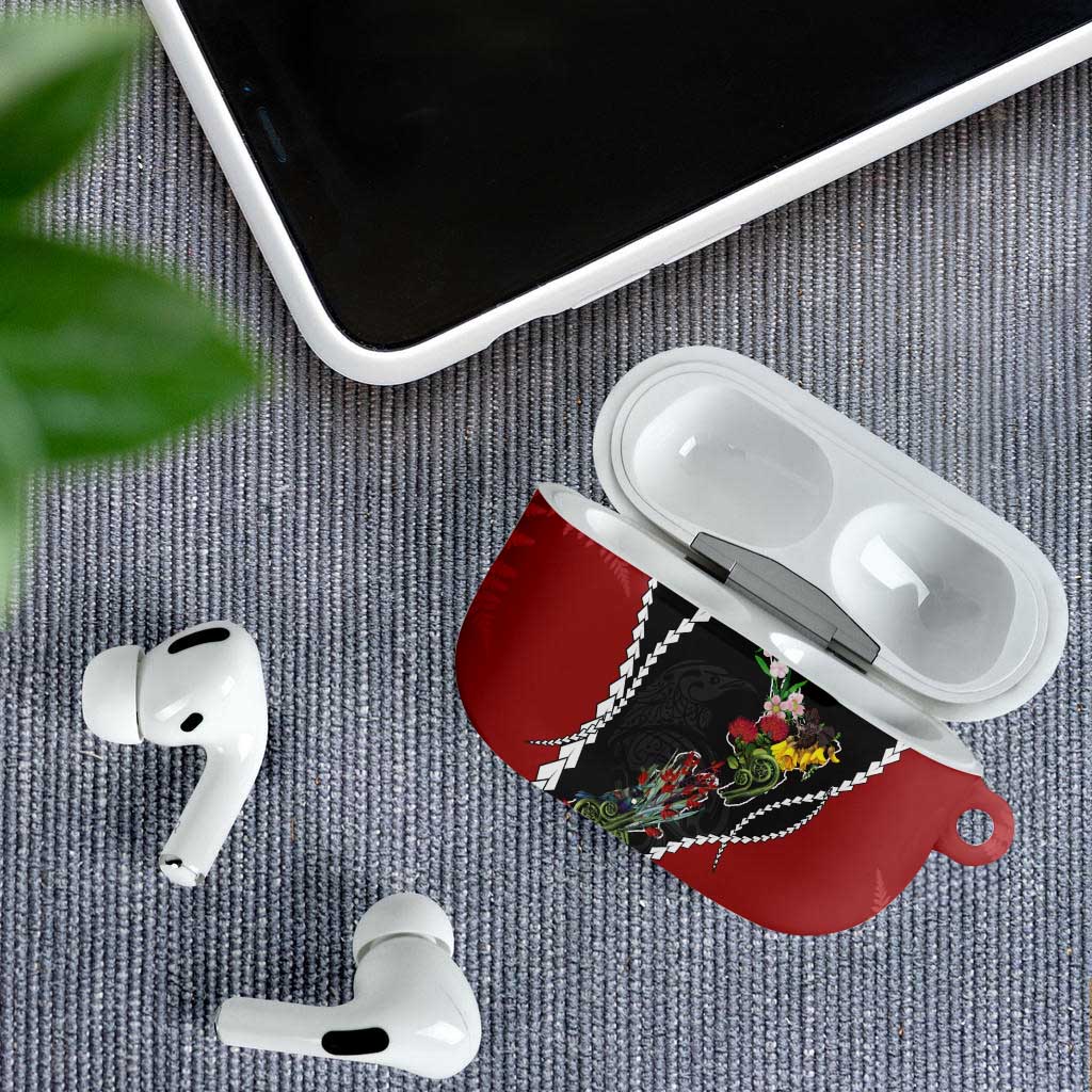 New Zealand Christmas AirPods Case Flora Map with Birds - Polynesian Pride