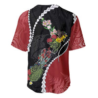 New Zealand Christmas Baseball Jersey Flora Map with Birds LT7 - Polynesian Pride