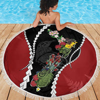 New Zealand Christmas Beach Blanket Flora Map with Birds LT7 - Polynesian Pride