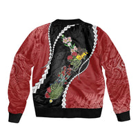 New Zealand Christmas Bomber Jacket Flora Map with Birds LT7 - Polynesian Pride