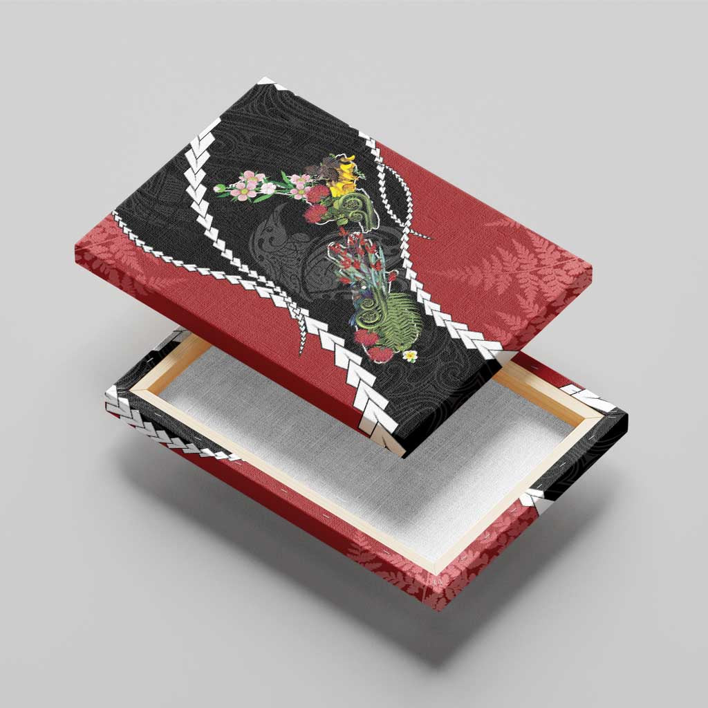 New Zealand Christmas Canvas Wall Art Flora Map with Birds - Polynesian Pride