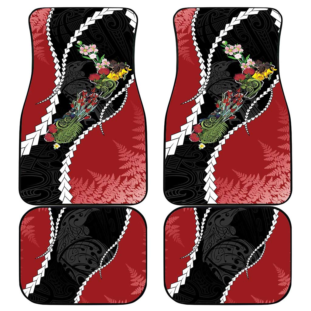 New Zealand Christmas Car Mats Flora Map with Birds - Polynesian Pride