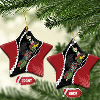 New Zealand Christmas Ceramic Ornament Flora Map with Birds LT7 Star Black - Polynesian Pride