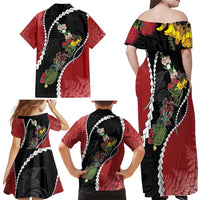 New Zealand Christmas Family Matching Off Shoulder Maxi Dress and Hawaiian Shirt Flora Map with Birds - Polynesian Pride