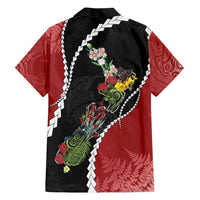 New Zealand Christmas Family Matching Off Shoulder Maxi Dress and Hawaiian Shirt Flora Map with Birds - Polynesian Pride