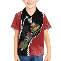 New Zealand Christmas Family Matching Puletasi and Hawaiian Shirt Flora Map with Birds - Polynesian Pride