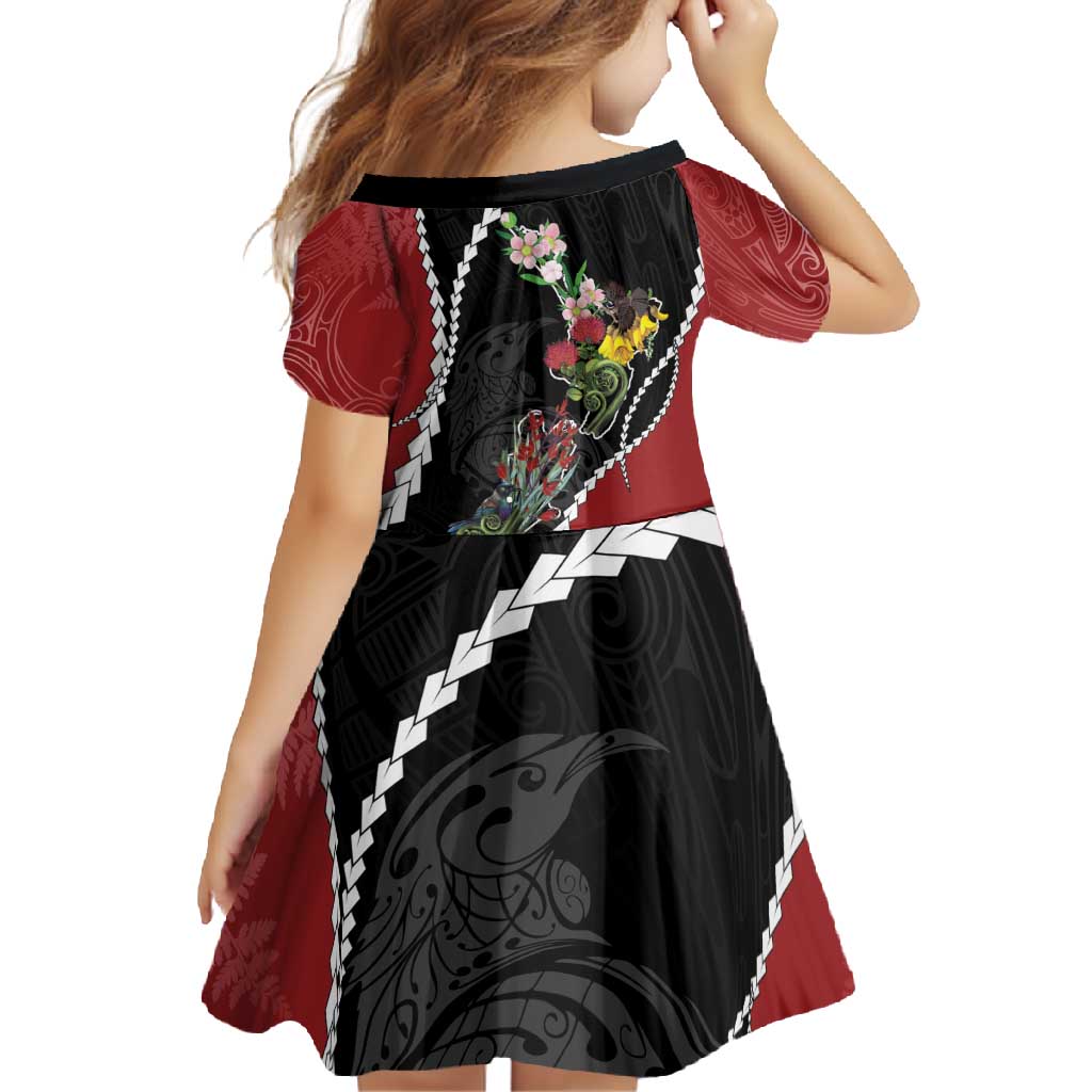 New Zealand Christmas Family Matching Summer Maxi Dress and Hawaiian Shirt Flora Map with Birds - Polynesian Pride