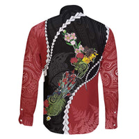 New Zealand Christmas Family Matching Summer Maxi Dress and Hawaiian Shirt Flora Map with Birds - Polynesian Pride