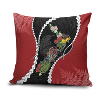 New Zealand Christmas Pillow Cover Flora Map with Birds LT7 Black - Polynesian Pride