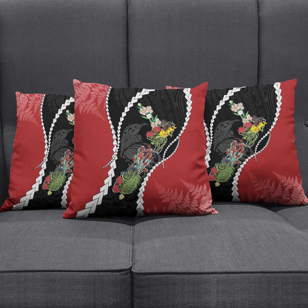 New Zealand Christmas Pillow Cover Flora Map with Birds LT7 - Polynesian Pride