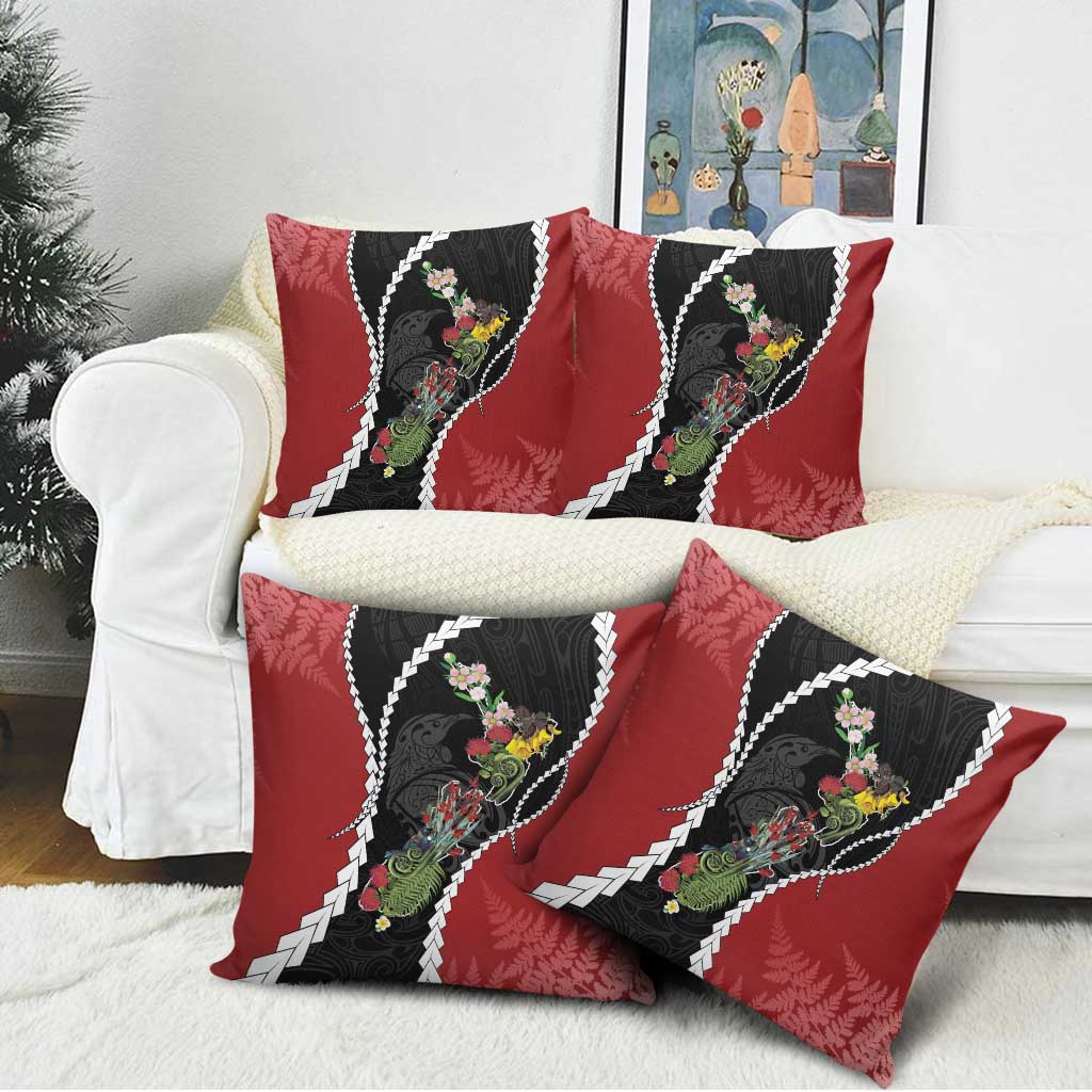 New Zealand Christmas Pillow Cover Flora Map with Birds LT7 - Polynesian Pride
