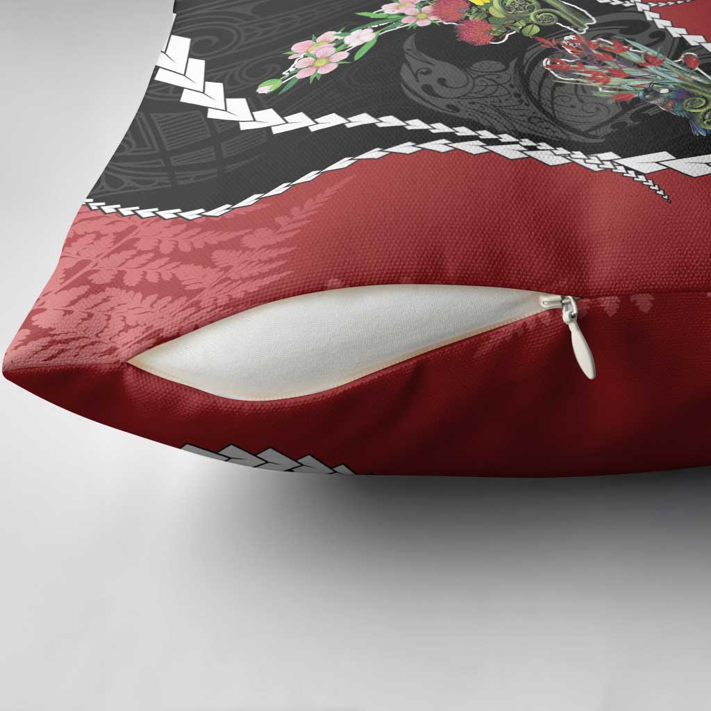 New Zealand Christmas Pillow Cover Flora Map with Birds LT7 - Polynesian Pride
