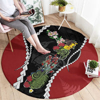 New Zealand Christmas Round Carpet Flora Map with Birds LT7 - Polynesian Pride