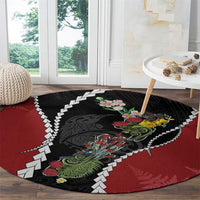 New Zealand Christmas Round Carpet Flora Map with Birds LT7 - Polynesian Pride