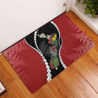 New Zealand Christmas Rubber Doormat Flora Map with Birds - Polynesian Pride