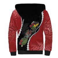 New Zealand Christmas Sherpa Hoodie Flora Map with Birds - Polynesian Pride