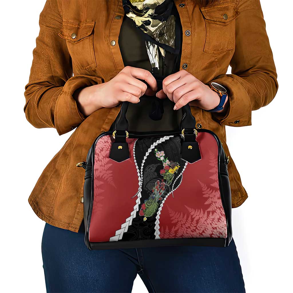 New Zealand Christmas Shoulder Handbag Flora Map with Birds LT7 - Polynesian Pride