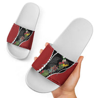 New Zealand Christmas Slide Sandals Flora Map with Birds LT7 - Polynesian Pride