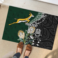 Custom South Africa Mix New Zealand Rugby 2023 Rubber Doormat World Cup Greatest Rivalry LT7 - Polynesian Pride