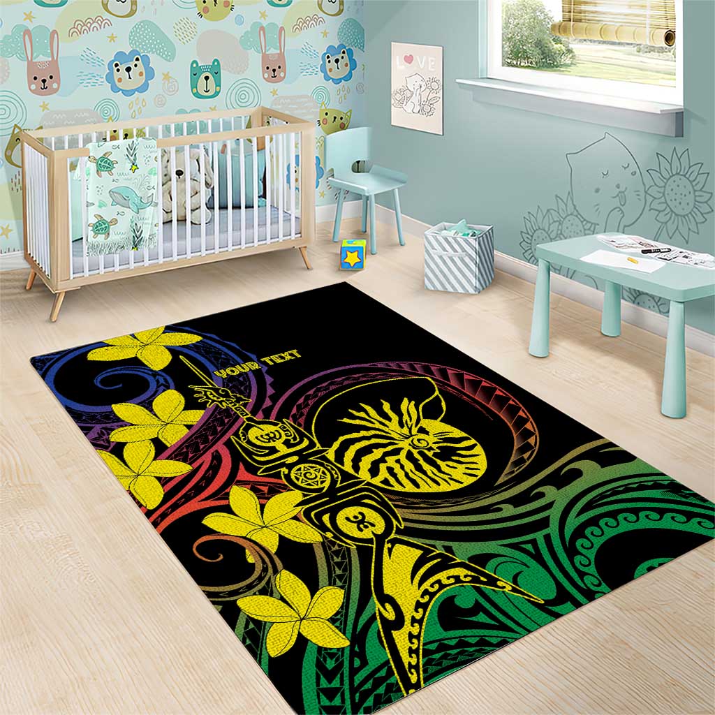 New Caledonia Kanaky Personalized Area Rug Fleche Faitiere - Plumeria