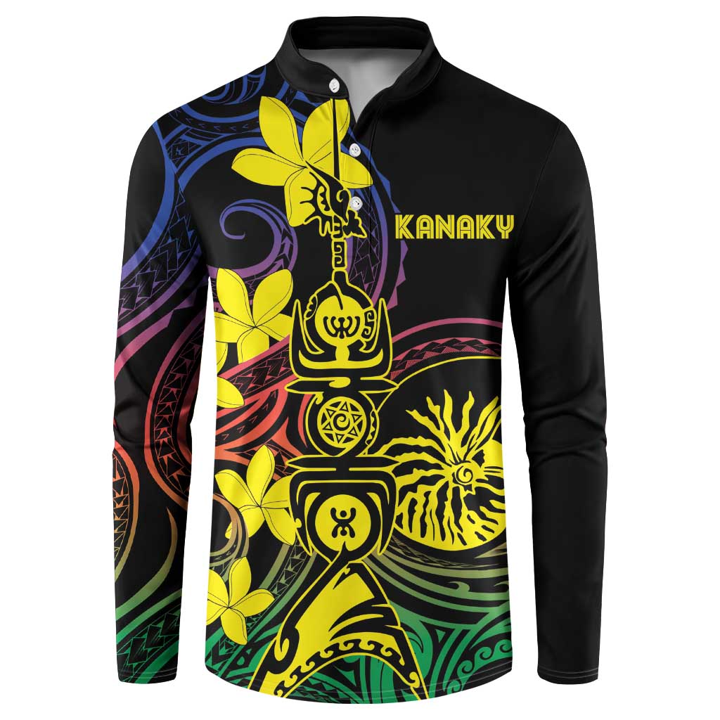 New Caledonia Kanaky Personalized Button Sweatshirt Fleche Faitiere - Plumeria LT7 Colorful - Polynesian Pride