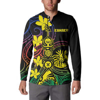 New Caledonia Kanaky Personalized Button Sweatshirt Fleche Faitiere - Plumeria LT7 - Polynesian Pride
