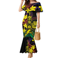 New Caledonia Kanaky Personalized Family Matching Mermaid Dress and Hawaiian Shirt Fleche Faitiere - Plumeria LT7 Mom's Dress Colorful - Polynesian Pride