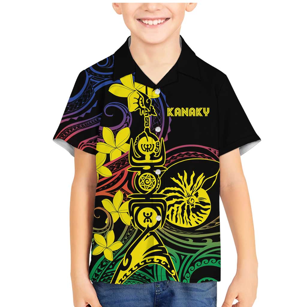 New Caledonia Kanaky Personalized Family Matching Mermaid Dress and Hawaiian Shirt Fleche Faitiere - Plumeria LT7 Son's Shirt Colorful - Polynesian Pride