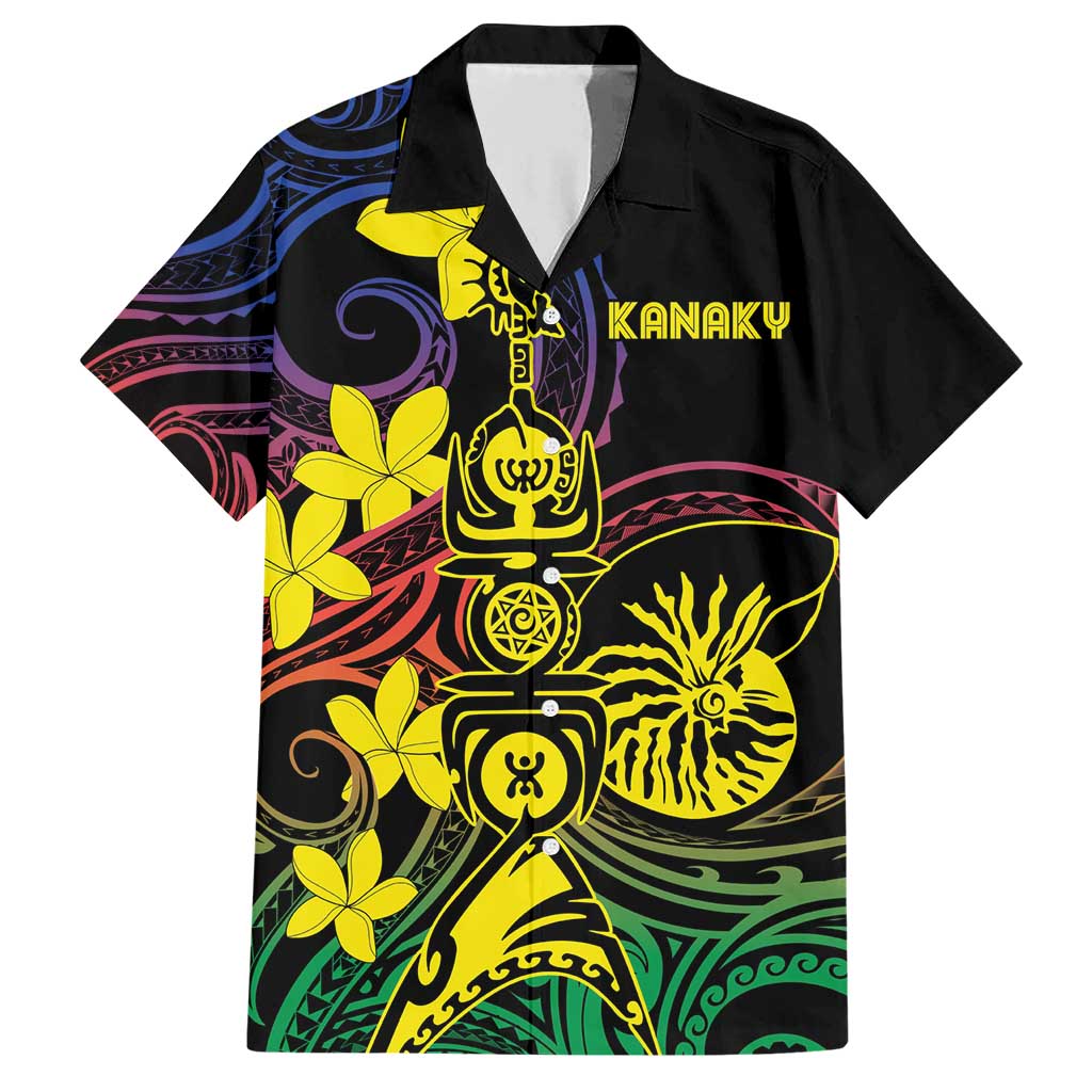 New Caledonia Kanaky Personalized Family Matching Short Sleeve Bodycon Dress and Hawaiian Shirt Fleche Faitiere - Plumeria LT7 Dad's Shirt - Short Sleeve Colorful - Polynesian Pride