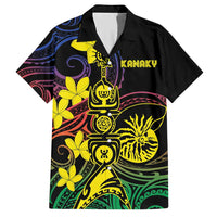 New Caledonia Kanaky Personalized Family Matching Short Sleeve Bodycon Dress and Hawaiian Shirt Fleche Faitiere - Plumeria LT7 Dad's Shirt - Short Sleeve Colorful - Polynesian Pride