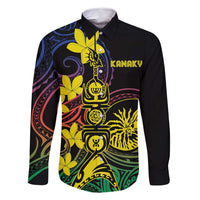 New Caledonia Kanaky Personalized Family Matching Tank Maxi Dress and Hawaiian Shirt Fleche Faitiere - Plumeria LT7 Dad's Shirt - Long Sleeve Colorful - Polynesian Pride