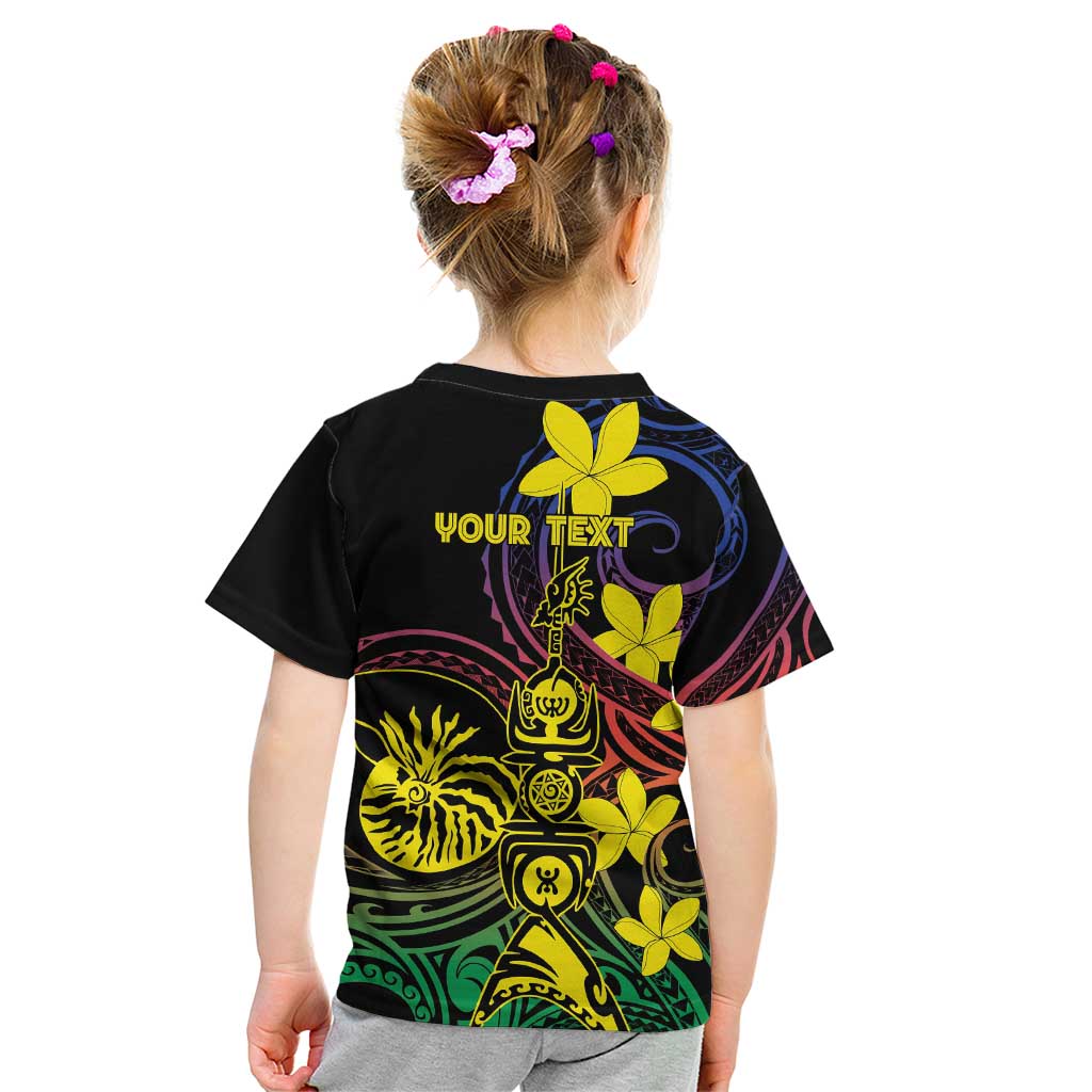 New Caledonia Kanaky Personalized Kid T Shirt Fleche Faitiere - Plumeria LT7 - Polynesian Pride