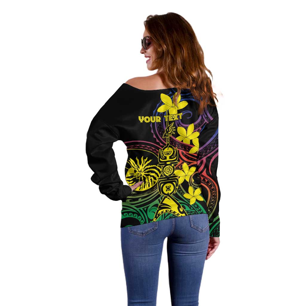 New Caledonia Kanaky Personalized Off Shoulder Sweater Fleche Faitiere - Plumeria