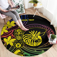 New Caledonia Kanaky Personalized Round Carpet Fleche Faitiere - Plumeria