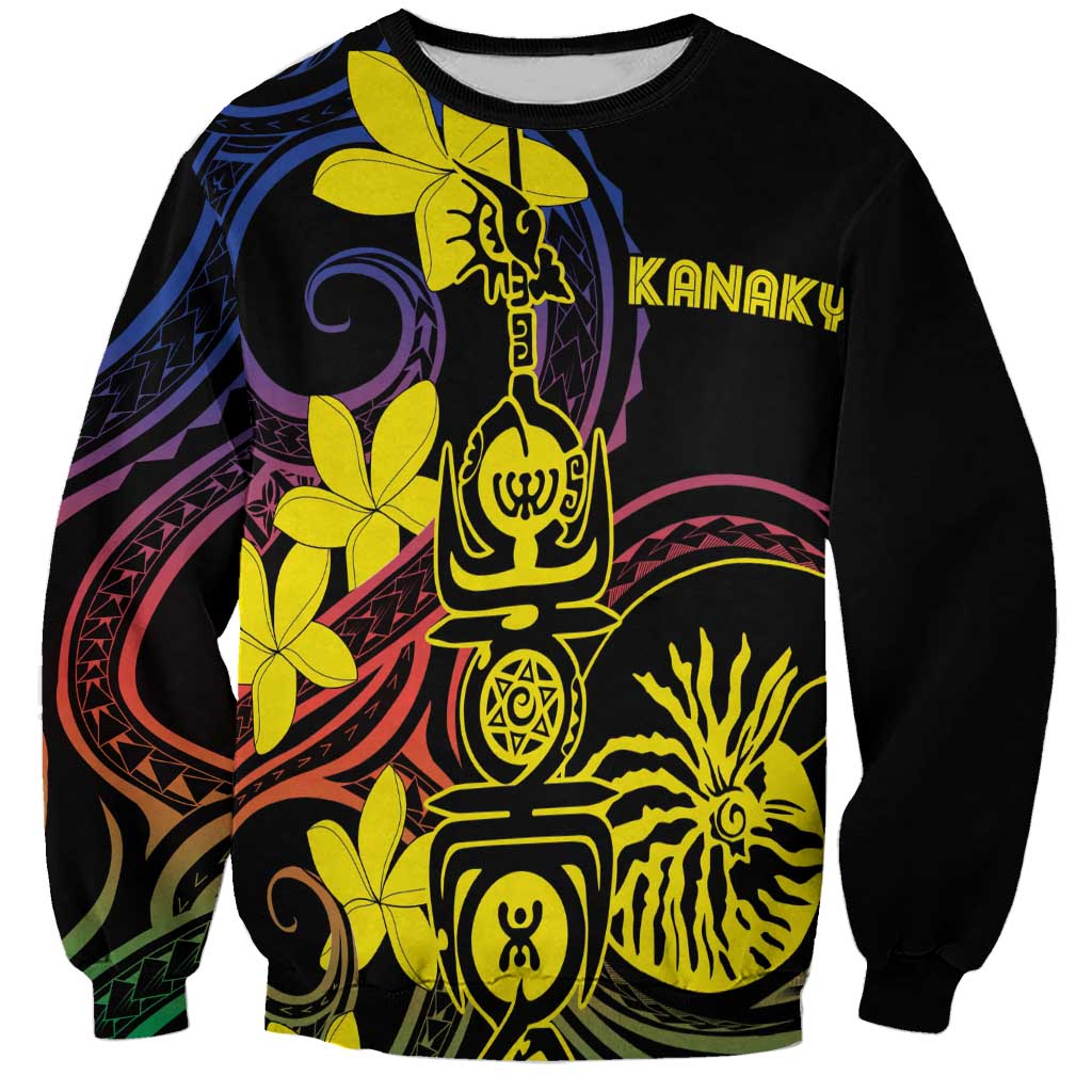 New Caledonia Kanaky Personalized Sweatshirt Fleche Faitiere - Plumeria LT7 Unisex Colorful - Polynesian Pride