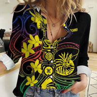 New Caledonia Kanaky Personalized Women Casual Shirt Fleche Faitiere - Plumeria LT7 Female Colorful - Polynesian Pride