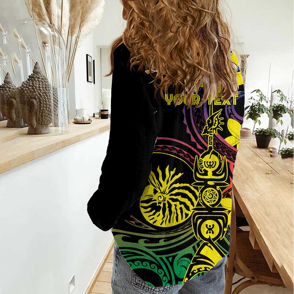 New Caledonia Kanaky Personalized Women Casual Shirt Fleche Faitiere - Plumeria LT7 - Polynesian Pride
