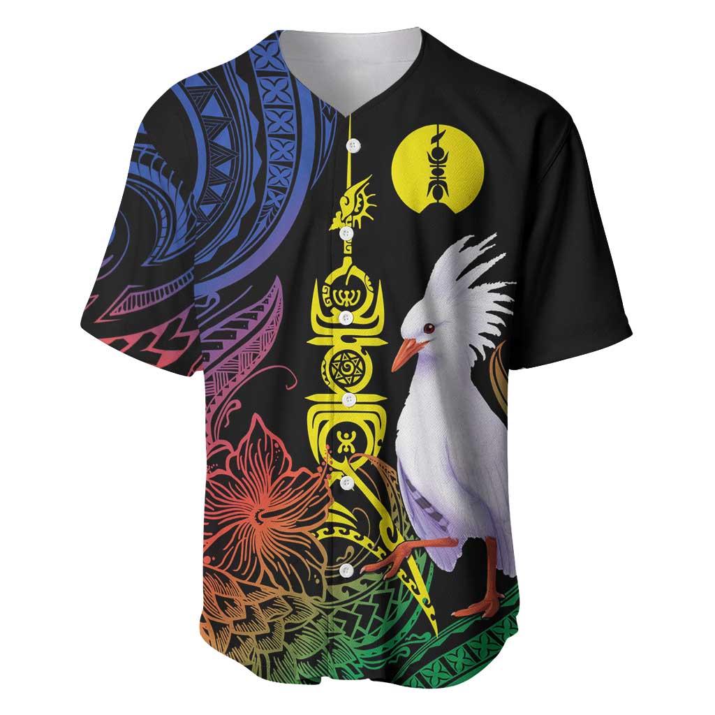 New Caledonia Kanaky Personalized Baseball Jersey Fleche Faitiere Mix Kagu LT7 Colorful - Polynesian Pride