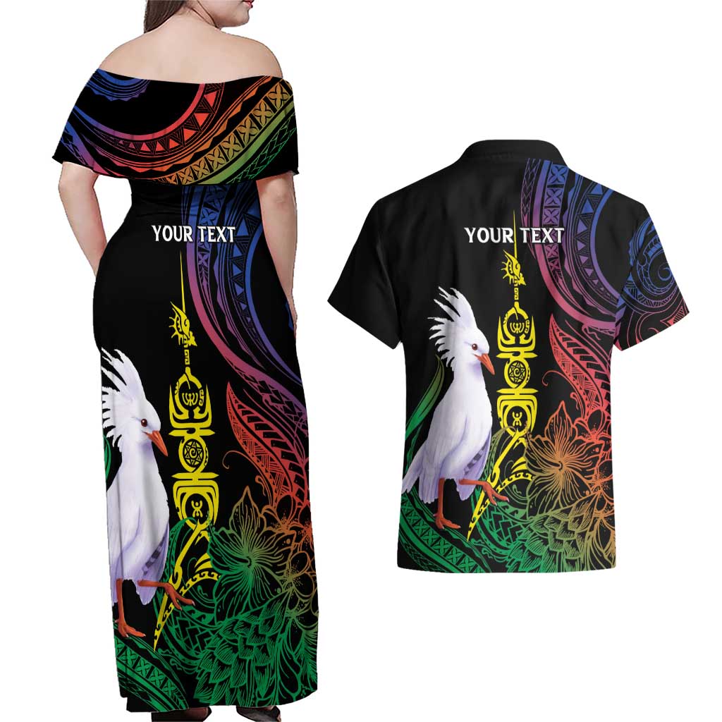 New Caledonia Kanaky Personalized Couples Matching Off Shoulder Maxi Dress and Hawaiian Shirt Fleche Faitiere Mix Kagu LT7 - Polynesian Pride