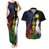 New Caledonia Kanaky Personalized Couples Matching Tank Maxi Dress and Hawaiian Shirt Fleche Faitiere Mix Kagu