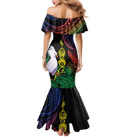 New Caledonia Kanaky Personalized Family Matching Mermaid Dress and Hawaiian Shirt Fleche Faitiere Mix Kagu LT7 - Polynesian Pride