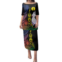 New Caledonia Kanaky Personalized Family Matching Puletasi and Hawaiian Shirt Fleche Faitiere Mix Kagu