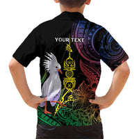 New Caledonia Kanaky Personalized Family Matching Short Sleeve Bodycon Dress and Hawaiian Shirt Fleche Faitiere Mix Kagu LT7 - Polynesian Pride