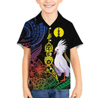 New Caledonia Kanaky Personalized Family Matching Short Sleeve Bodycon Dress and Hawaiian Shirt Fleche Faitiere Mix Kagu LT7 Son's Shirt Colorful - Polynesian Pride