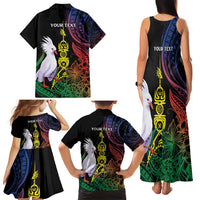 New Caledonia Kanaky Personalized Family Matching Tank Maxi Dress and Hawaiian Shirt Fleche Faitiere Mix Kagu LT7 - Polynesian Pride