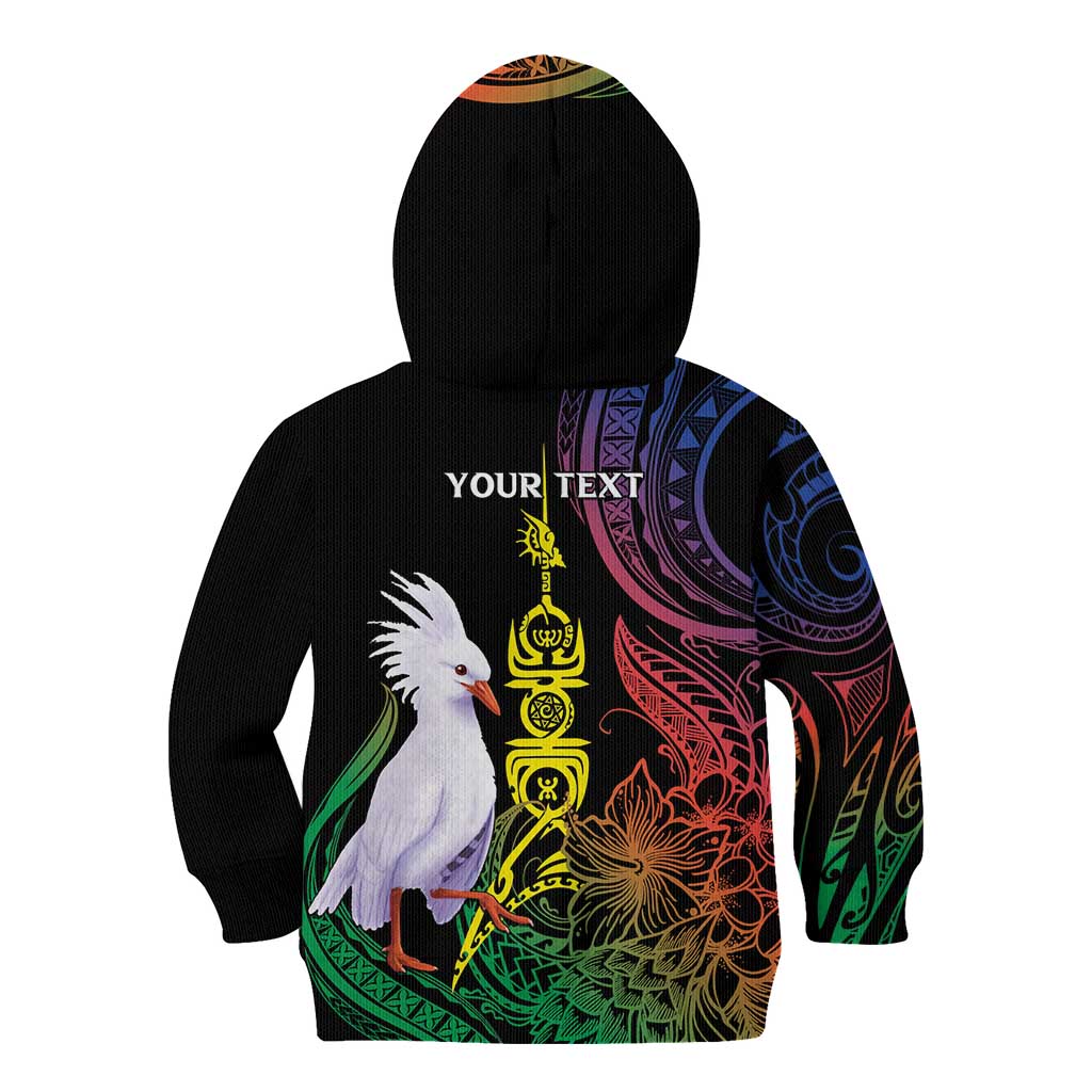 New Caledonia Kanaky Personalized Kid Hoodie Fleche Faitiere Mix Kagu