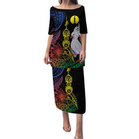 New Caledonia Kanaky Personalized Puletasi Fleche Faitiere Mix Kagu LT7 Long Dress Colorful - Polynesian Pride