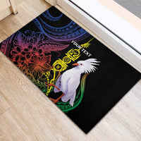 New Caledonia Kanaky Personalized Rubber Doormat Fleche Faitiere Mix Kagu LT7 - Polynesian Pride