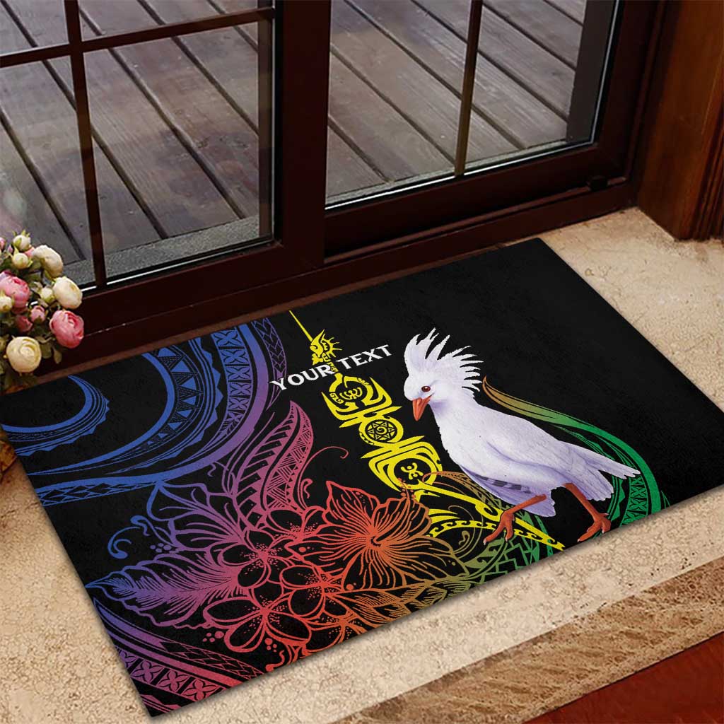 New Caledonia Kanaky Personalized Rubber Doormat Fleche Faitiere Mix Kagu LT7 - Polynesian Pride