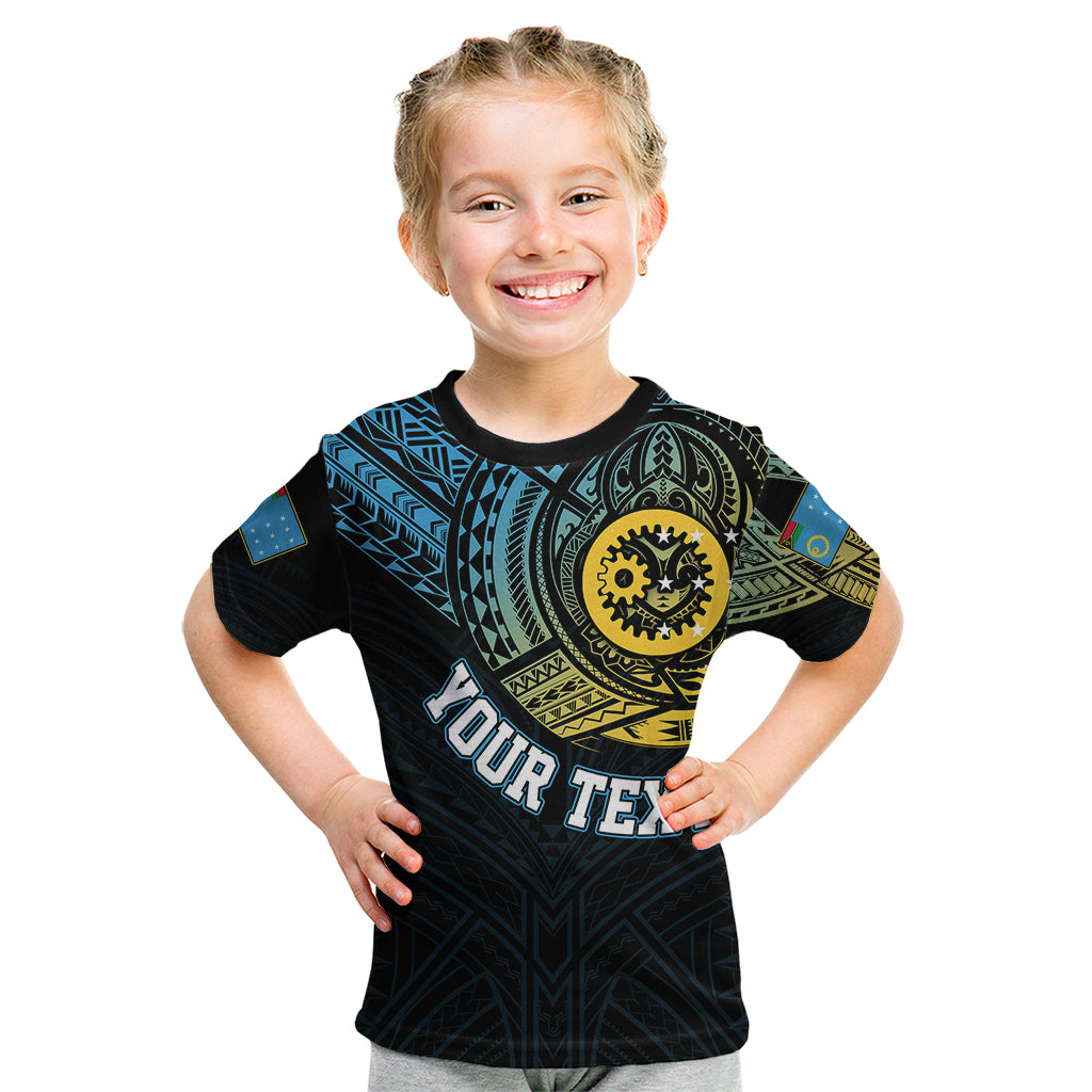Personalised Vanuatu Kid T Shirt Turtle Chest Tattoo Flag Color - Sanma LT7 Black - Polynesian Pride